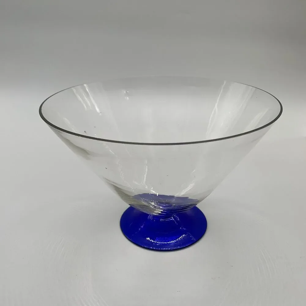 Vintage International Silver Company Crystal Glass Blue Candlesticks and Bowl